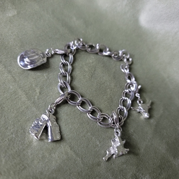 Vintage Silver Western Yallternative Coastal Cowgirl Charm Bracelet - Picture 3 of 7